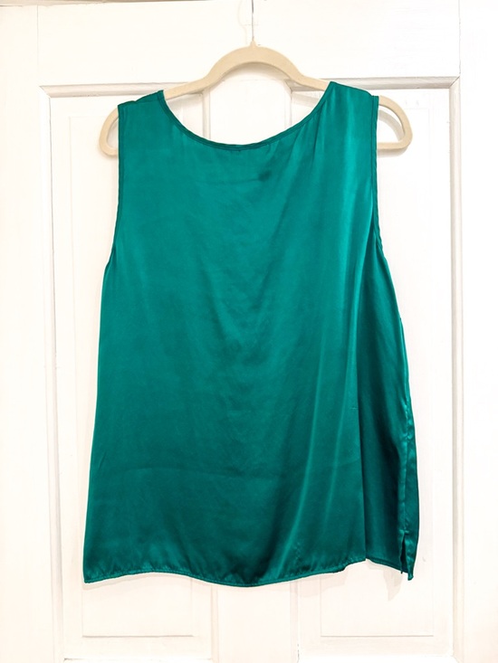 Talbots Emerald Green 100% Silk Tank Top Classic Round Neck Sleeveless Cami - Picture 5 of 5